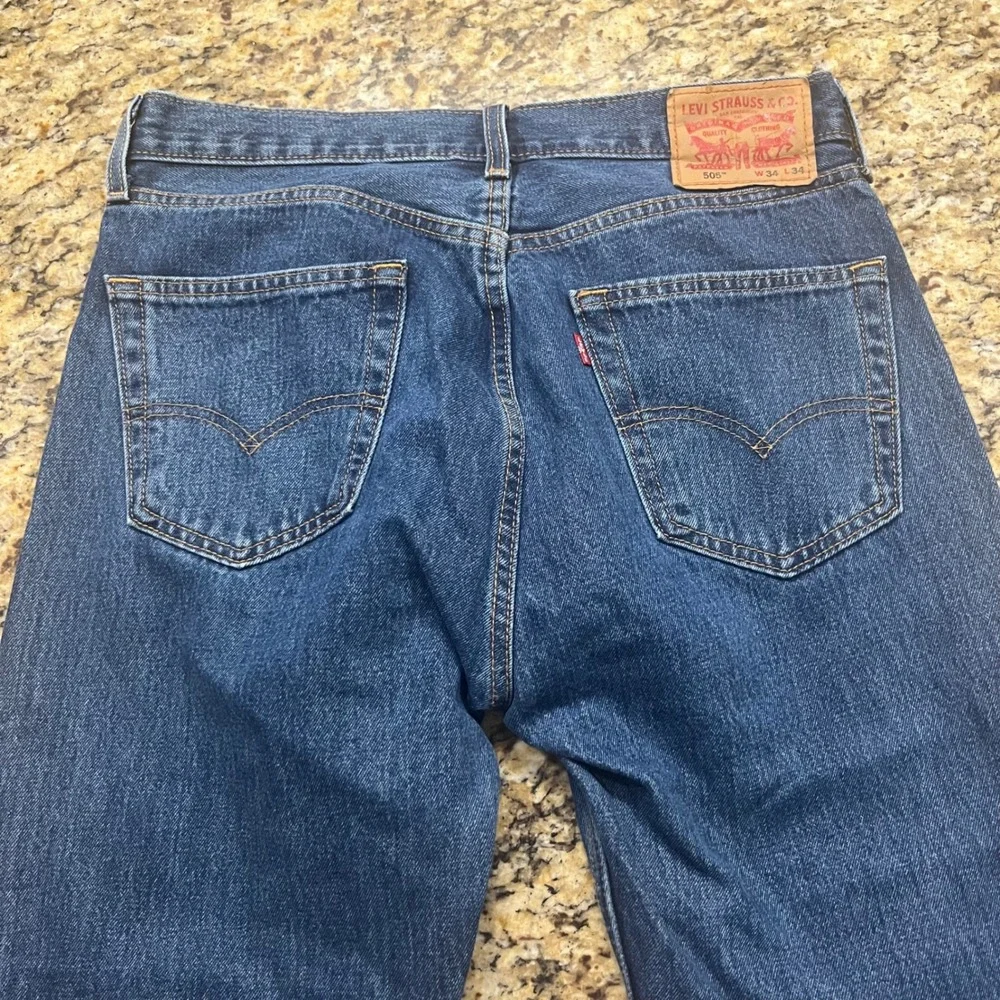 Levis 505 Regular Fit Straight Leg Mens Blue Denim Jeans 34x34